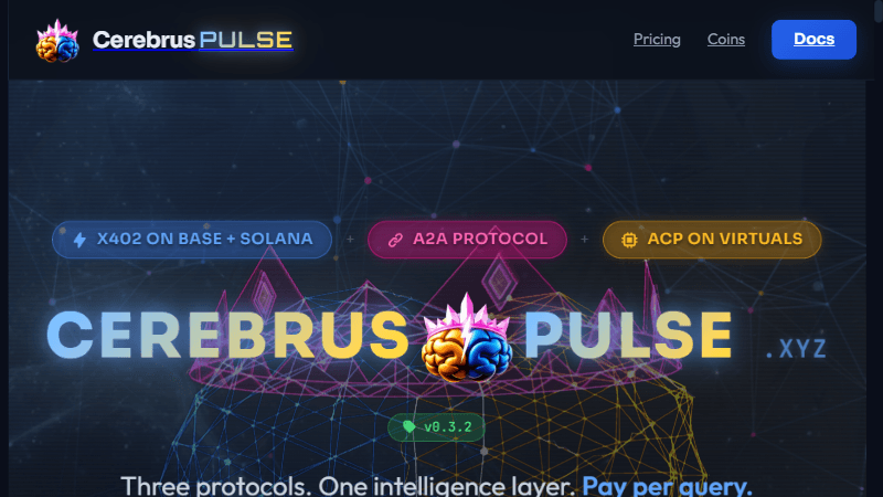 Cerebrus Pulse crypto-intelligence dashboard